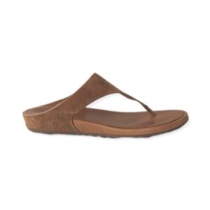 Fitflop Banda Perforated Tan Nubuck Leather Toe Post Sandals